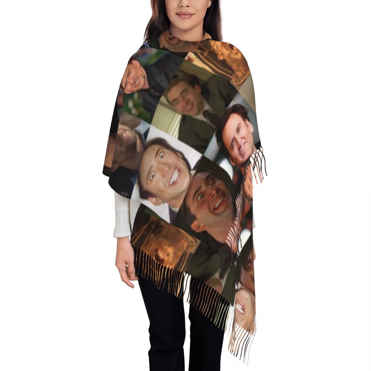 Pashmina Wrap Large - 니콜라스 케이지 웃긴 얼굴 밈 숄