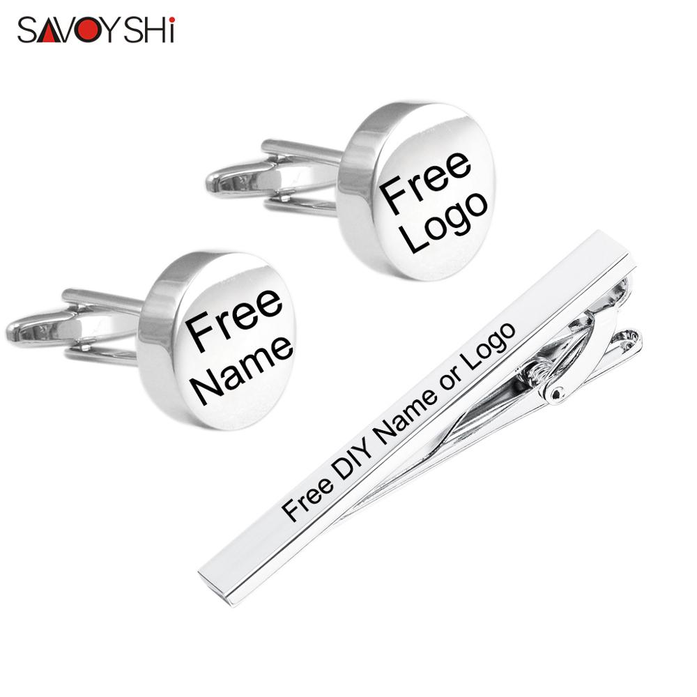 Tie Bar Set Gift - SAVOYSHI 무료 조각 이름 커프스 단추