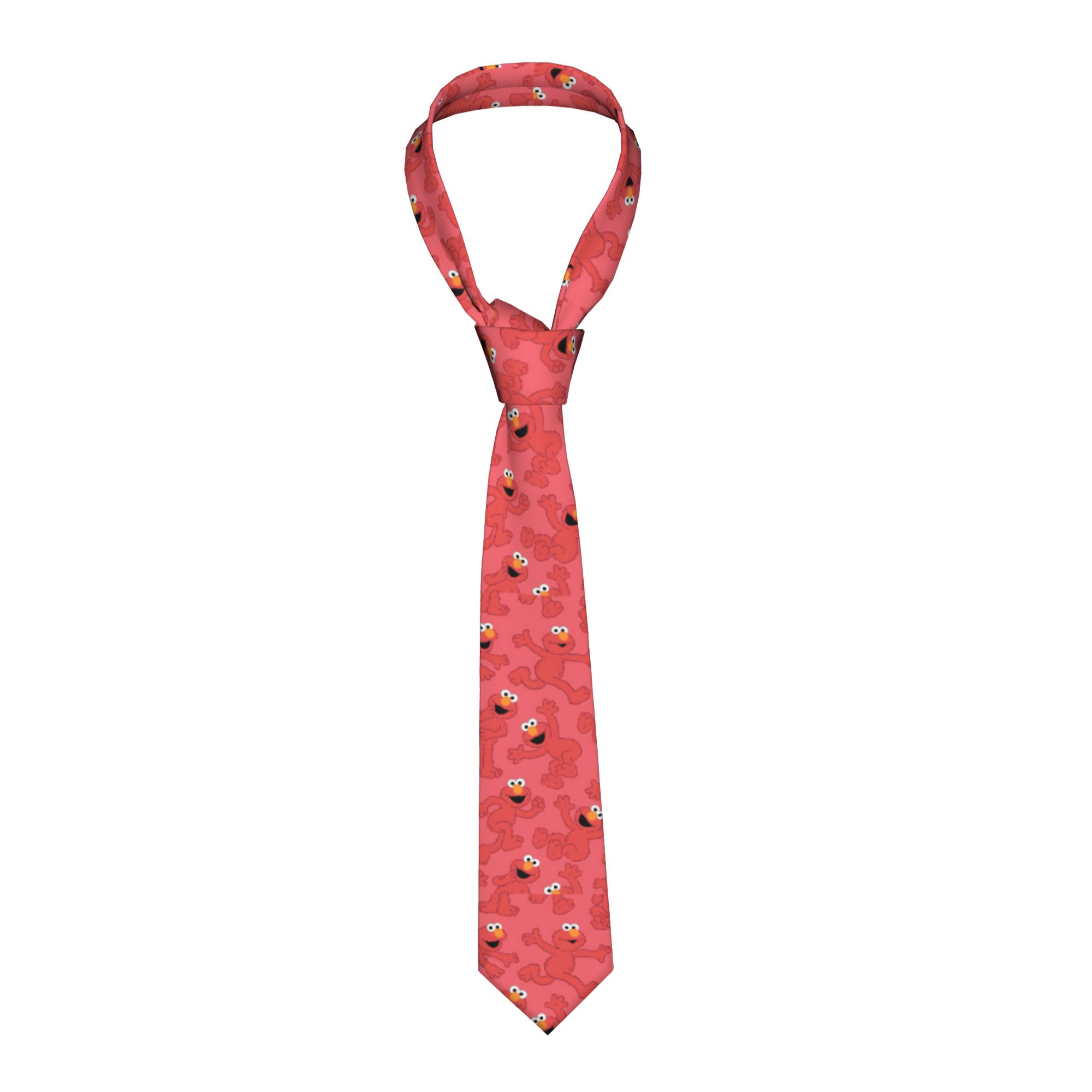 Skinny Tie Men - 세서미 스트리트 만화 넥타이 8cm 엘모