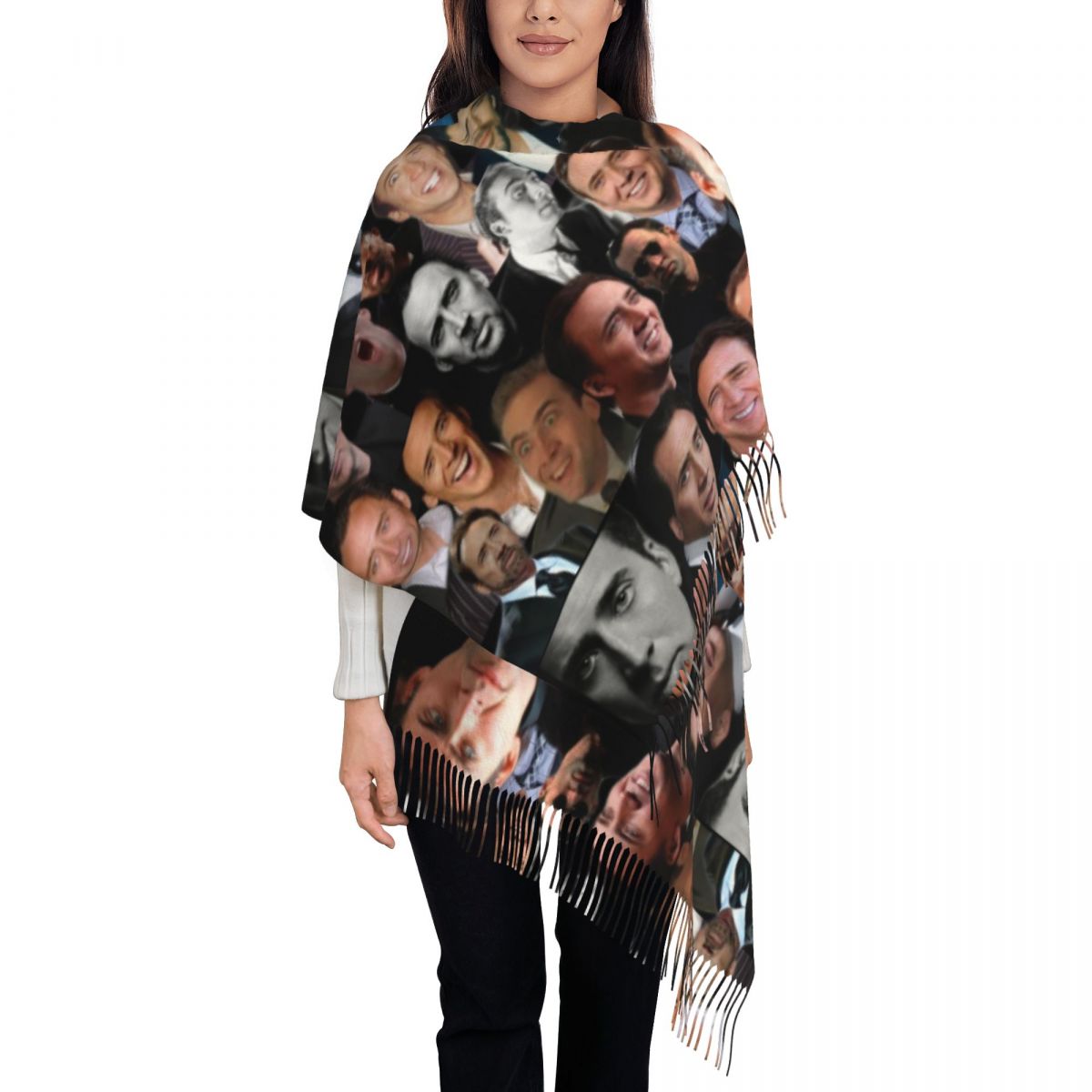 Pashmina Wrap Large - 니콜라스 케이지 콜라주 숄 랩 여성용