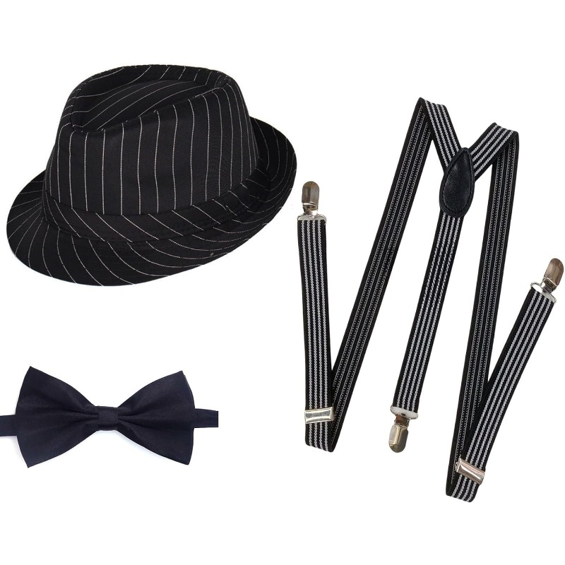 Bow Tie Pre Tied - 1920년대 남성 의상 페도라 모자 개츠비
