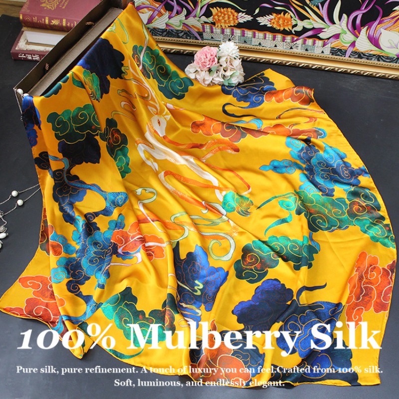 Pashmina Wrap Large - 새로운 럭셔리 110x110cm 리얼 실크 숄