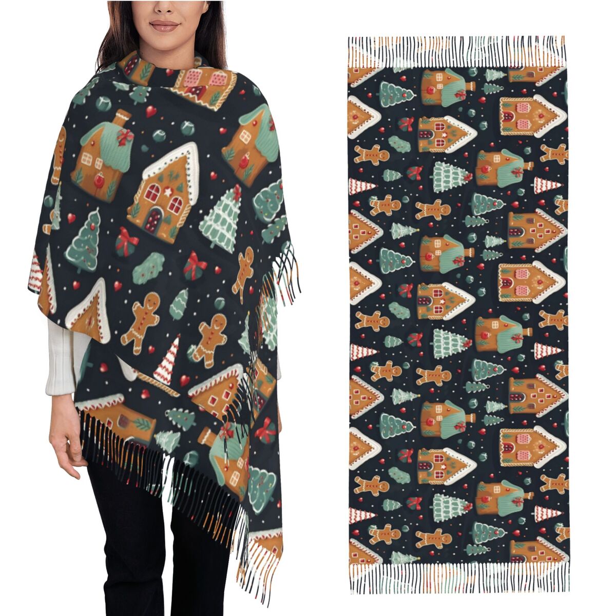 Pashmina Wrap Large - 크리스마스 기쁨 - 여성용 겨울용 대형