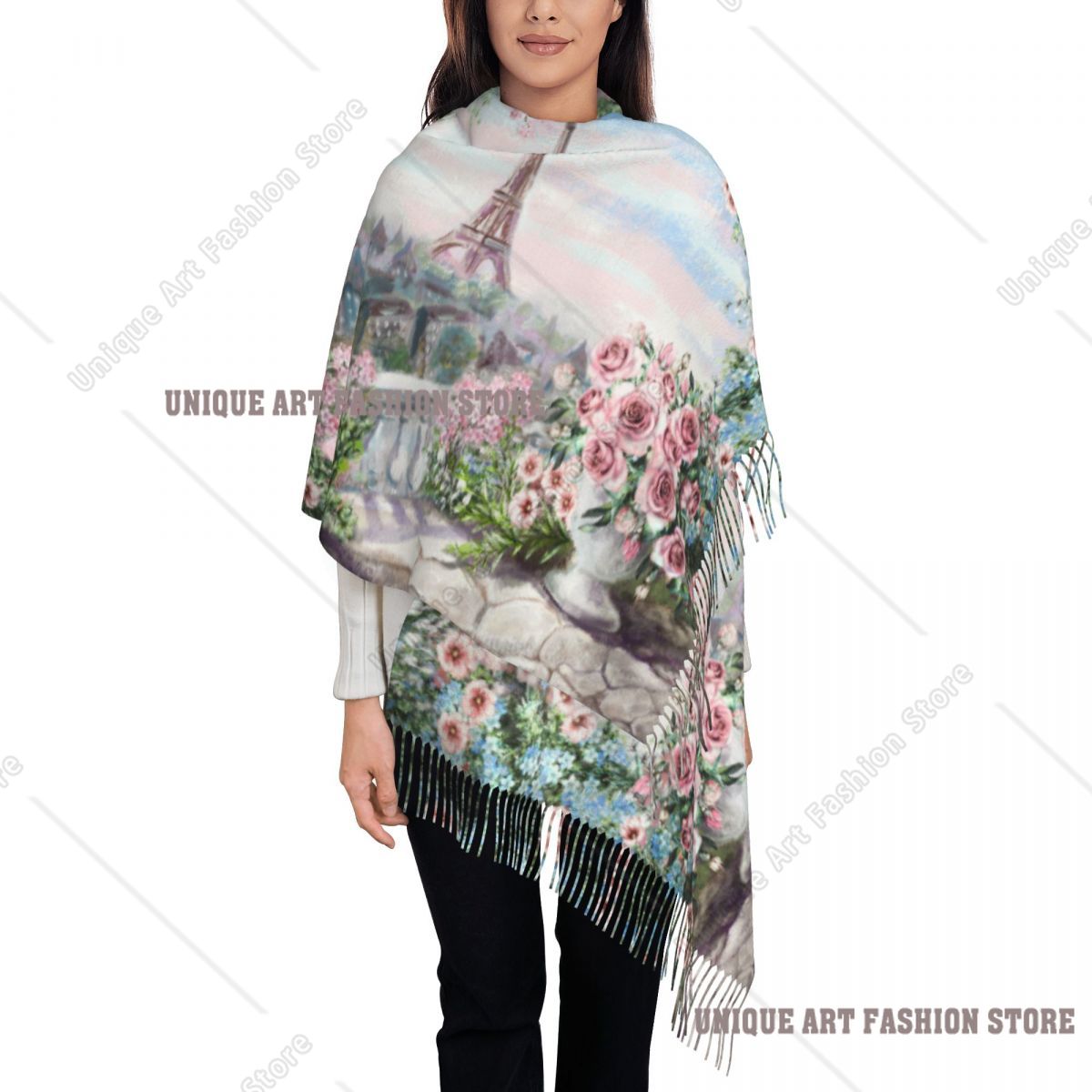 Pashmina Wrap Large - 유화 프랑스 파리 에펠탑 숄 랩