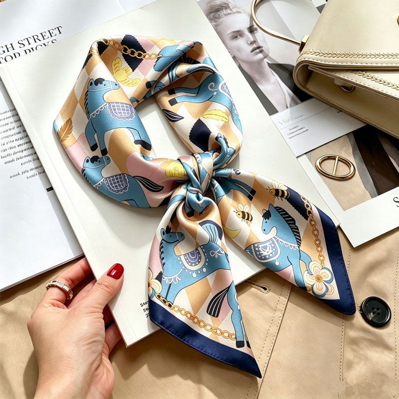 Head Wrap Turban - 여성용 손수건 헤어 실크 스카프 70*70cm