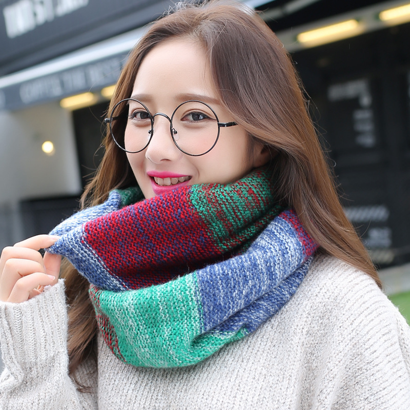 Infinity Scarf Knit - 레인보우 니트 인피니티 스카프 여성용 겨울