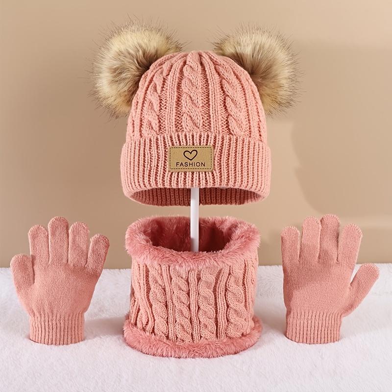 Infinity Scarf Knit - 유아 어린이 Pom Pom 장식 비니