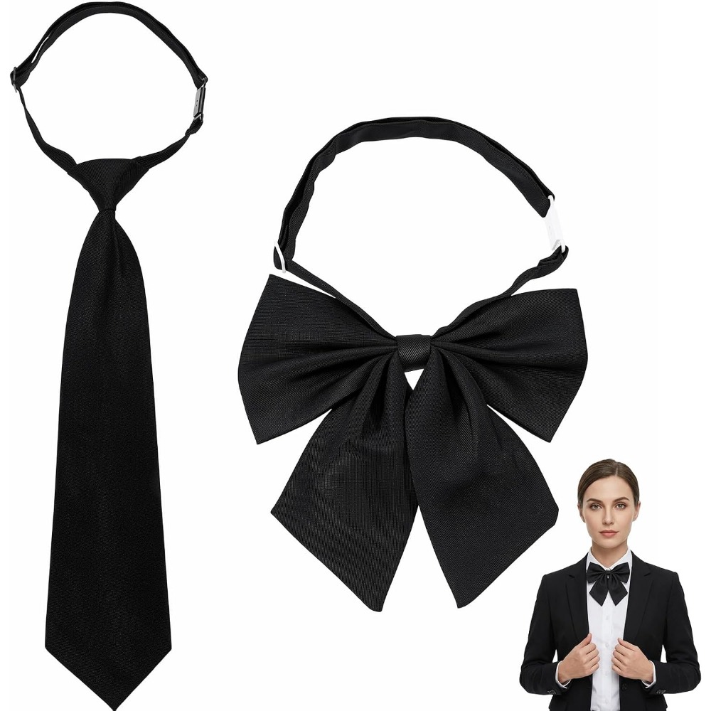 Bow Tie Pre Tied - 여성용 검정색 나비 넥타이, 특별 행사