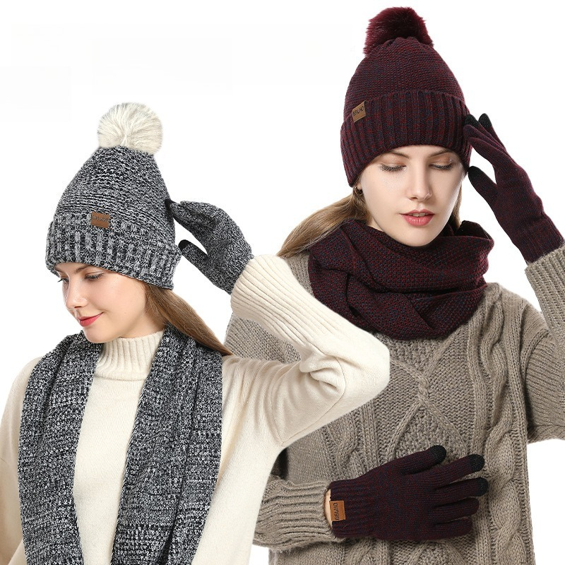 Infinity Scarf Knit - 여성용 겨울 3종 플리스 안감 니트