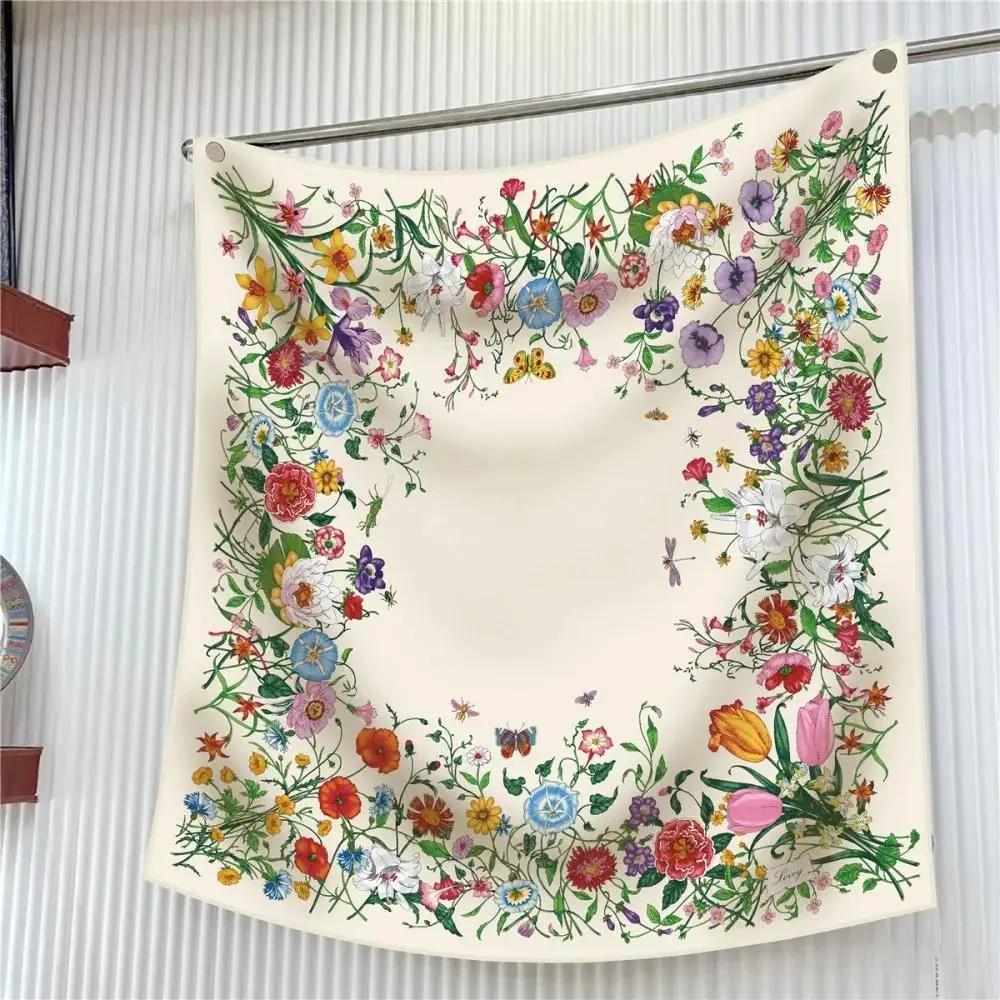 Face Scarf Mask - 새로운 90cm 스카프 플라워 프린팅 여성용