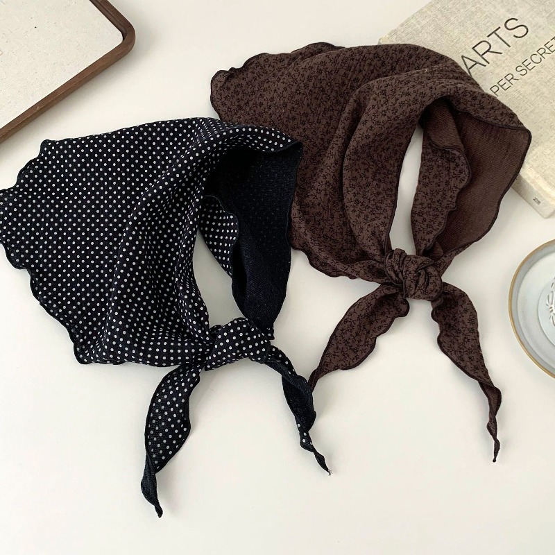 Ascot Neck Scarf - 예술적인 꽃무늬 삼각 스카프 여성용 프리미엄