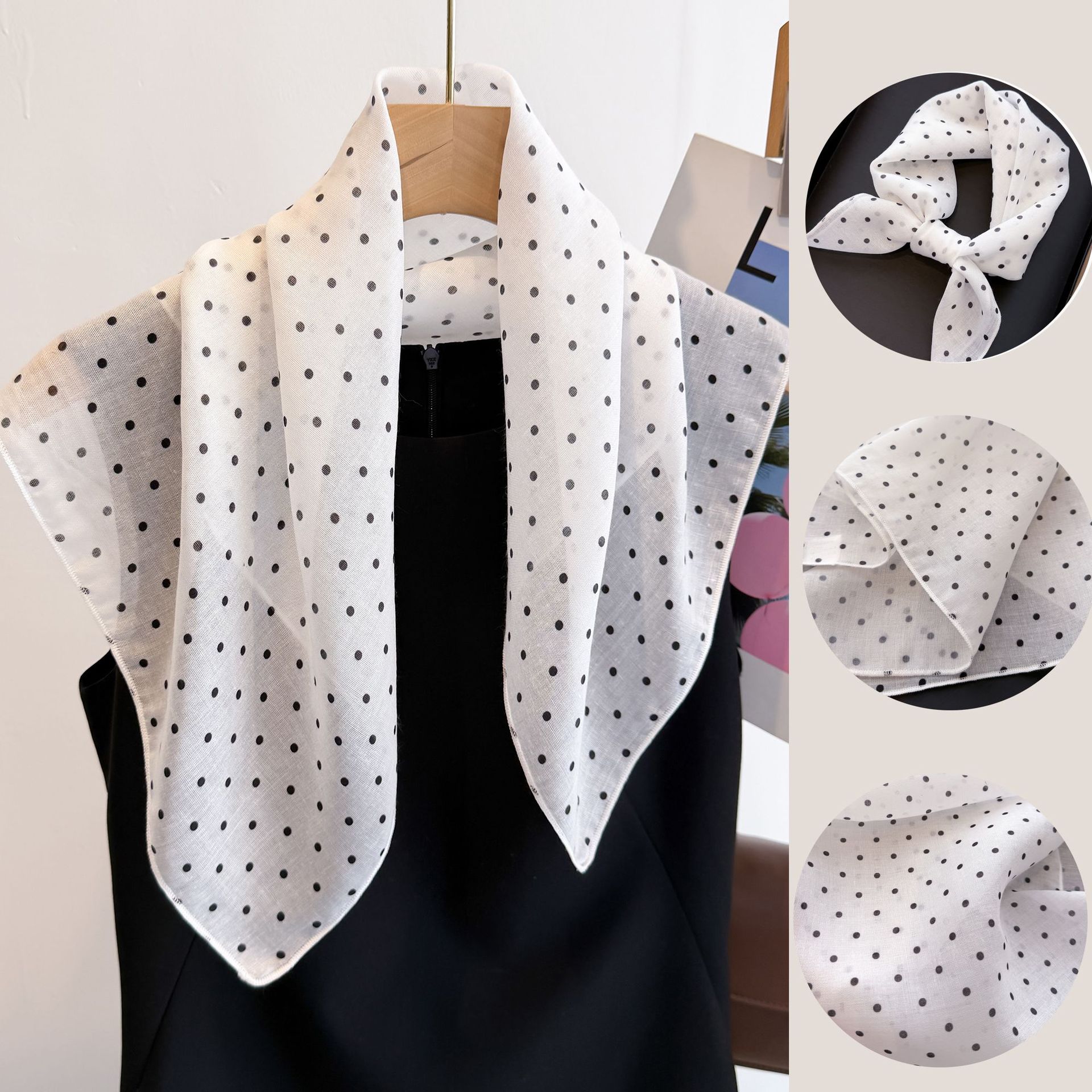 Bandana Cotton - 50cm 면 린넨 스퀘어 스카프 -