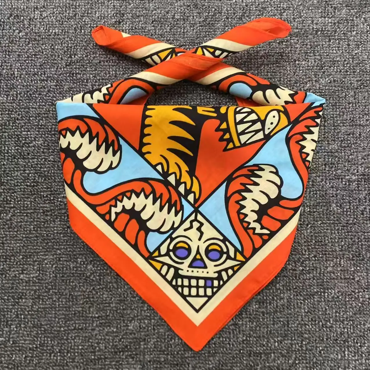 Face Scarf Mask - 디지털 프린트 레트로 반다나 힙합 스트리트