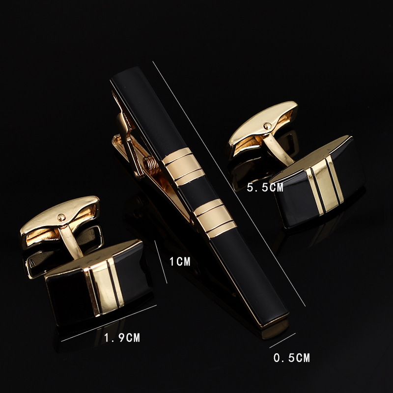 Tie Bar Set Gift - 남성 넥타이 클립 커프스 단추 세트