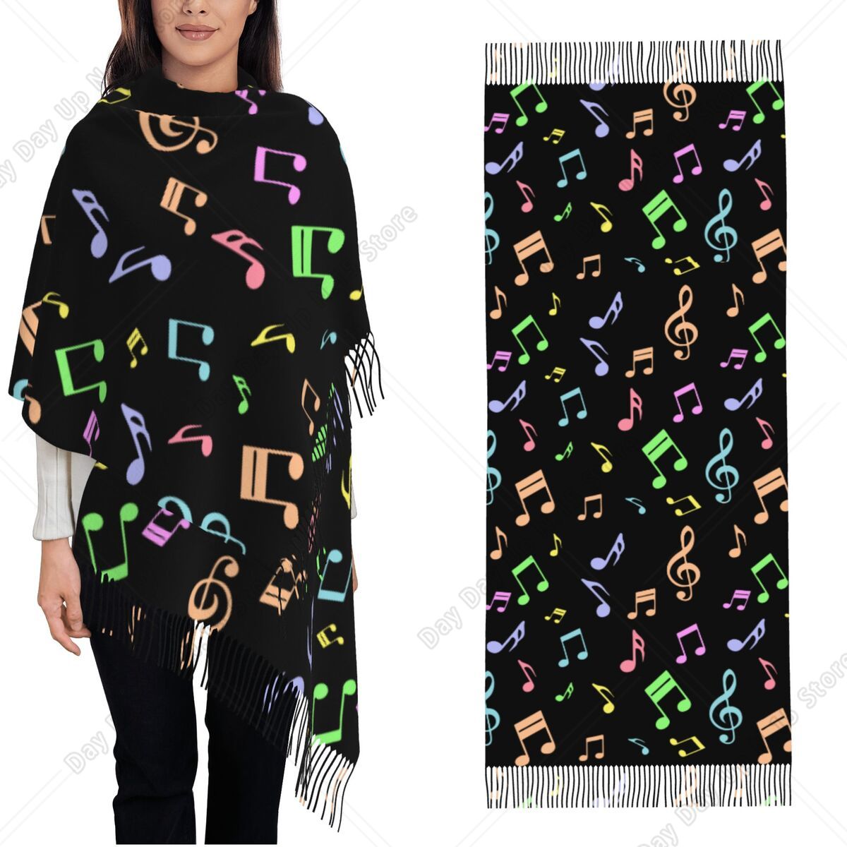 귀엽고 화려한 음표 패턴 숄 랩 여성용 따뜻한 대형 소 - Pashmina Wrap Large 리뷰 및 가격
