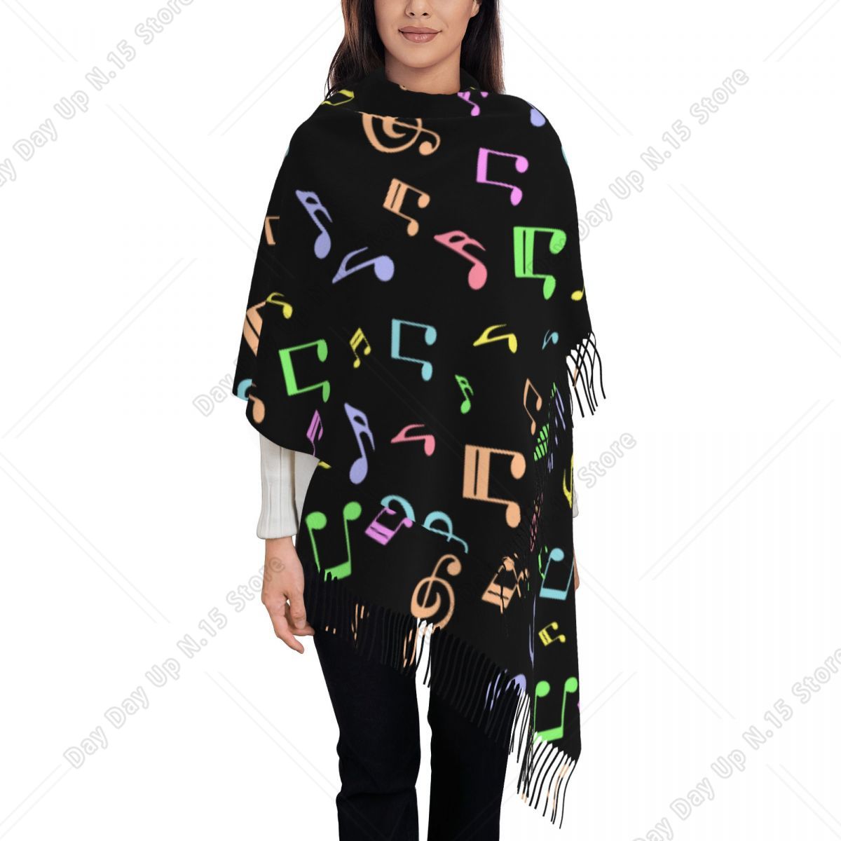 귀엽고 화려한 음표 패턴 숄 랩 여성용 따뜻한 대형 소 - Pashmina Wrap Large 리뷰 및 가격