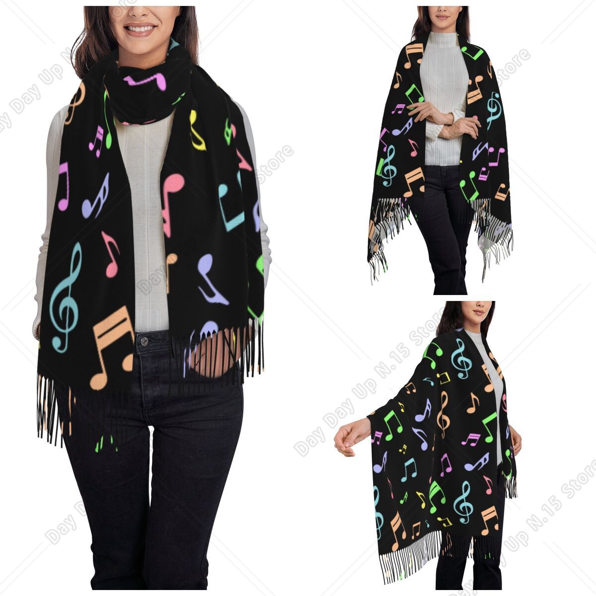 귀엽고 화려한 음표 패턴 숄 랩 여성용 따뜻한 대형 소 - Pashmina Wrap Large 리뷰 및 가격