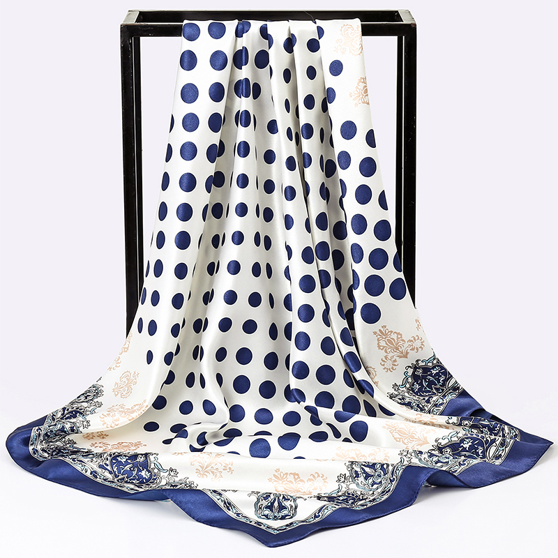 90cm 시뮬레이션 실크 스퀘어 스카프 여성 폴카 도트 - Ascot Neck Scarf 리뷰 및 가격