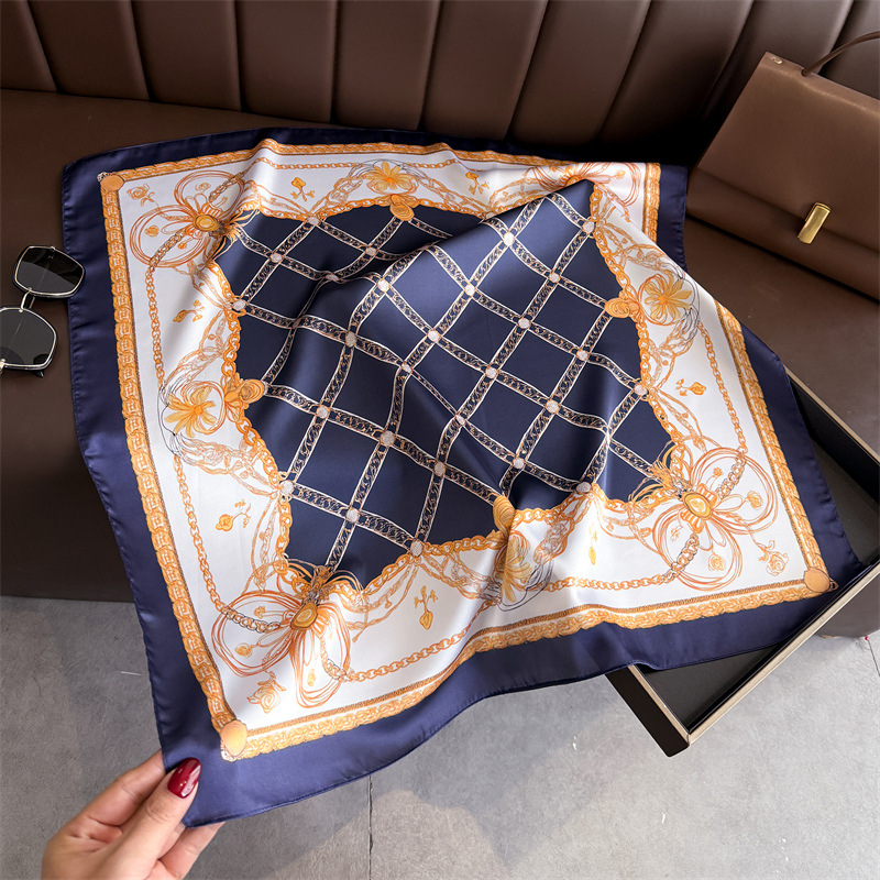 블루 클래식 체인 프린트 스퀘어 실크 스카프 여성 캐주 - Scarf Silk Square 리뷰 및 가격