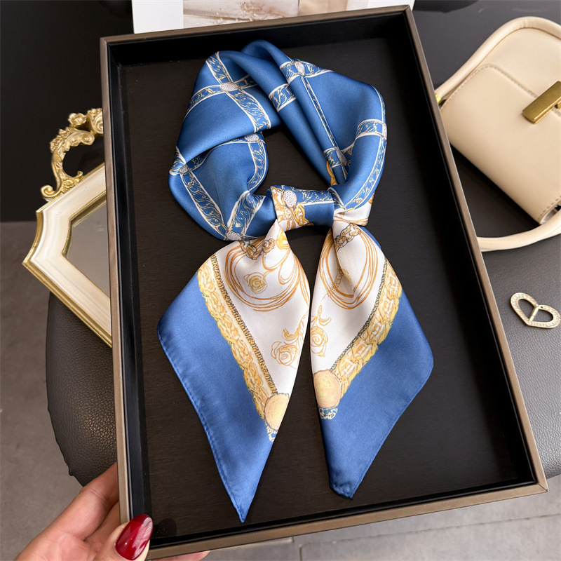 블루 클래식 체인 프린트 스퀘어 실크 스카프 여성 캐주 - Scarf Silk Square 리뷰 및 가격