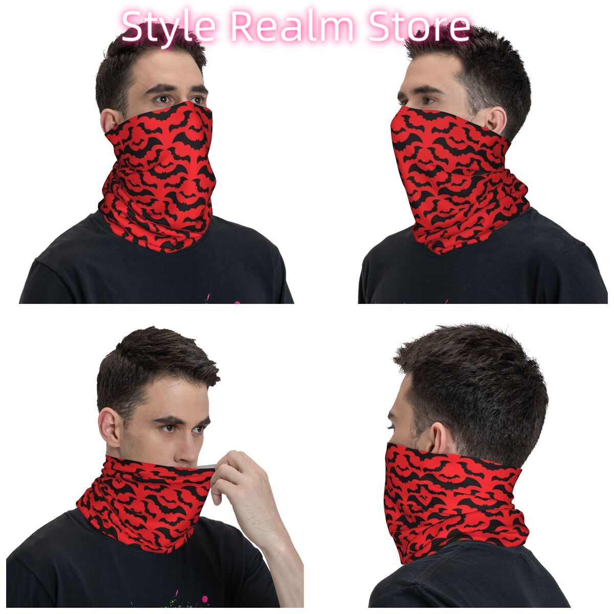 고딕 마녀 박쥐 패턴 반다나 넥 워머 남녀 겨울 스키  - Neck Warmer Tube 리뷰 및 가격