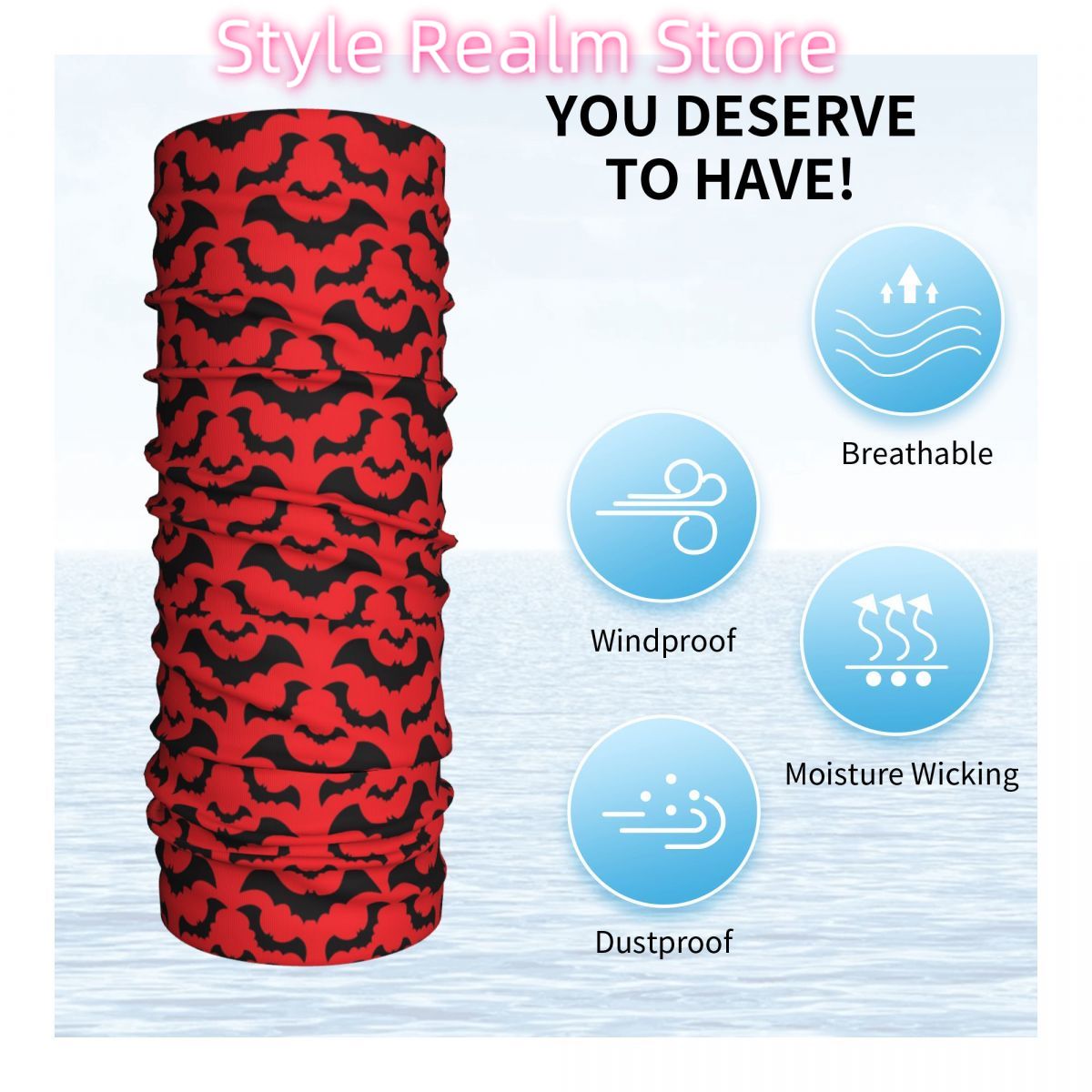 고딕 마녀 박쥐 패턴 반다나 넥 워머 남녀 겨울 스키  - Neck Warmer Tube 리뷰 및 가격