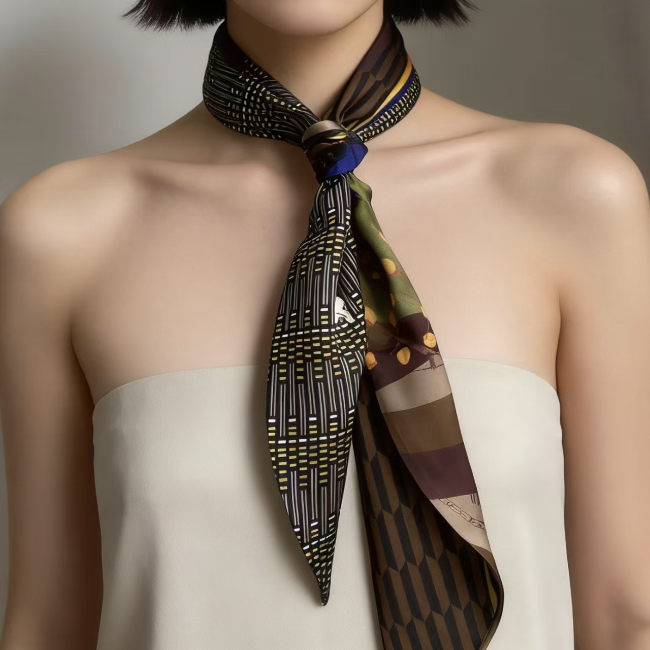 럭셔리 프린트 롱 헤어 리본 베벨 실크 스카프 여성 넥 - Silk Neck Scarf 리뷰 및 가격