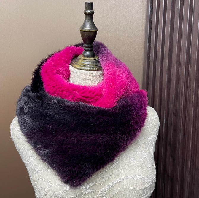 옴브레 컬러 진짜 밍크 퍼 스카프 여성용 따뜻한 니트  - Infinity Scarf Knit 리뷰 및 가격