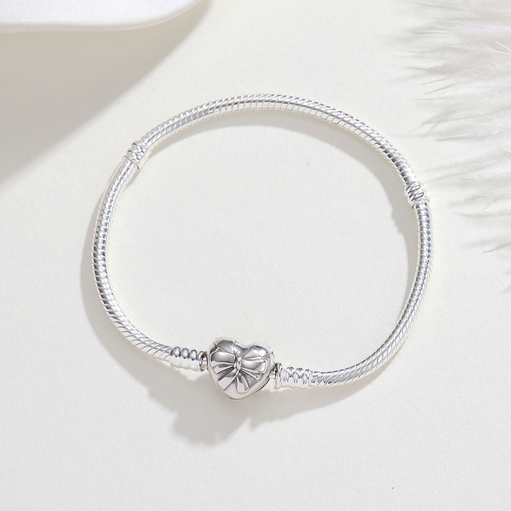 925 스털링 실버 스네이크 체인 팔찌 하트 보우 클래 - Tie Clip Silver 리뷰 및 가격