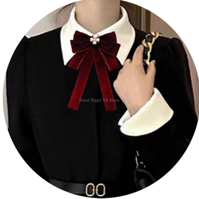 여성용 진주 벨벳 클립을위한 세련된 프리 묶은 활 타이 - Bow Tie Pre Tied 리뷰 및 가격