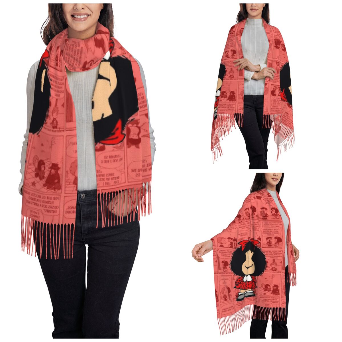 여성용 태슬 스카프 마팔다스 만화 대형 부드럽고 따뜻한 - Pashmina Wrap Large 리뷰 및 가격