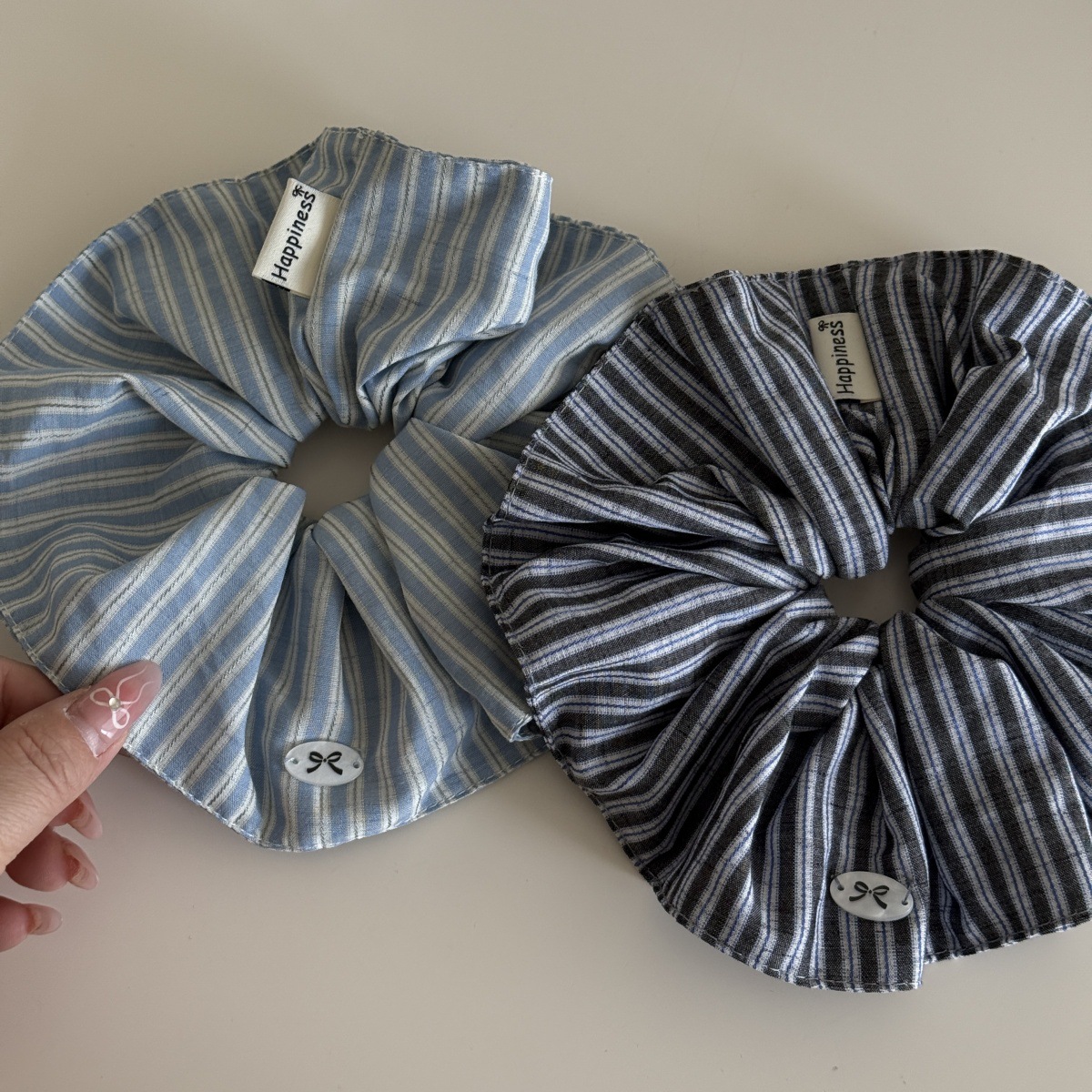 블루 솔리드 컬러 실크 헤어밴드 한국 패션 스트라이프  - Silk Tie Striped 리뷰 및 가격