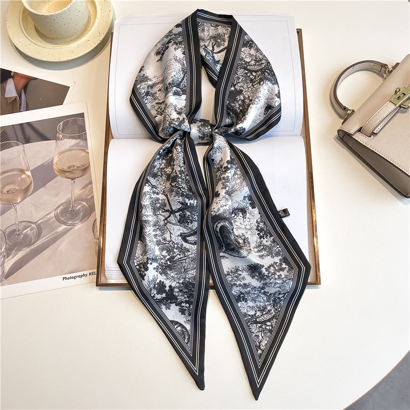 럭셔리 롱 네크스카프 스키니 헤어밴드 여성 실크 스카프 - Ascot Neck Scarf 리뷰 및 가격