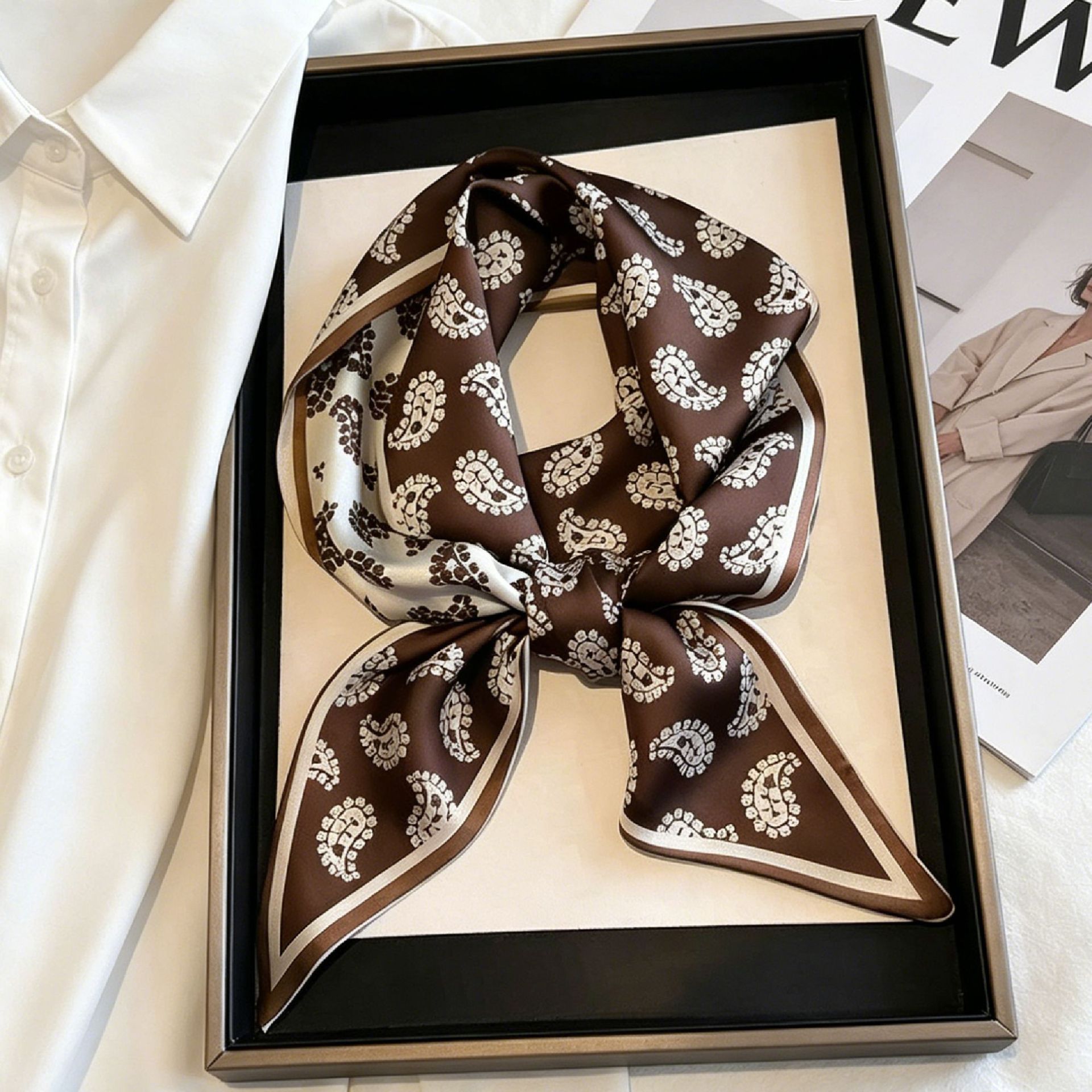 럭셔리 롱 네크스카프 스키니 헤어밴드 여성 실크 스카프 - Ascot Neck Scarf 리뷰 및 가격