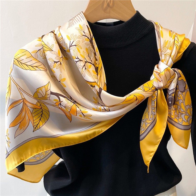 1개 70cm 낙엽 가을 노란색 실크 스카프 여성용 모 - Face Scarf Mask 리뷰 및 가격
