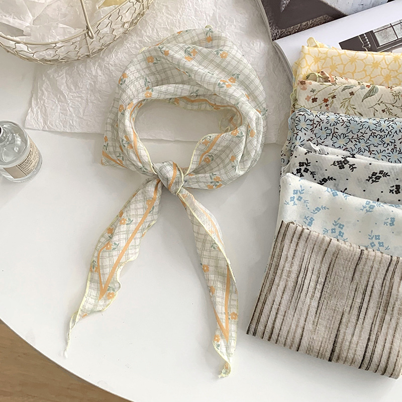 여성을위한 경량 예술적 작은 꽃무늬 삼각형 스카프 여름 - Ascot Neck Scarf 리뷰 및 가격