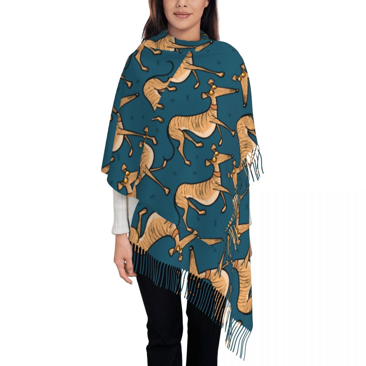 그레이하운드, 휘핏, 러처 강아지 무늬 여성용 겨울용  - Pashmina Wrap Large 리뷰 및 가격