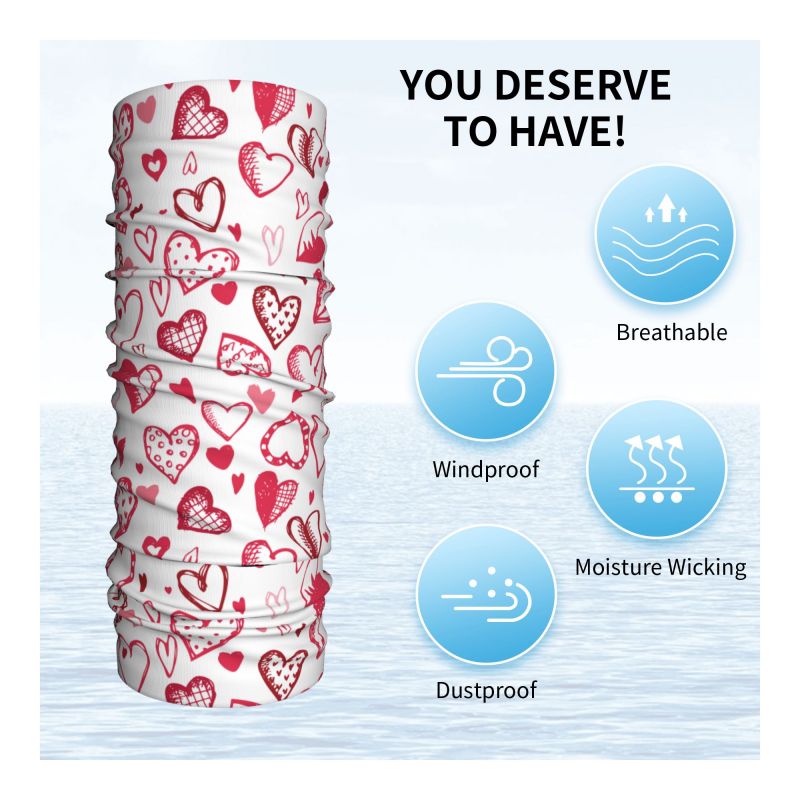 핑크 레드 러브 하트 반다나 넥 워머 여성 남성 하이킹 - Neck Warmer Tube 리뷰 및 가격