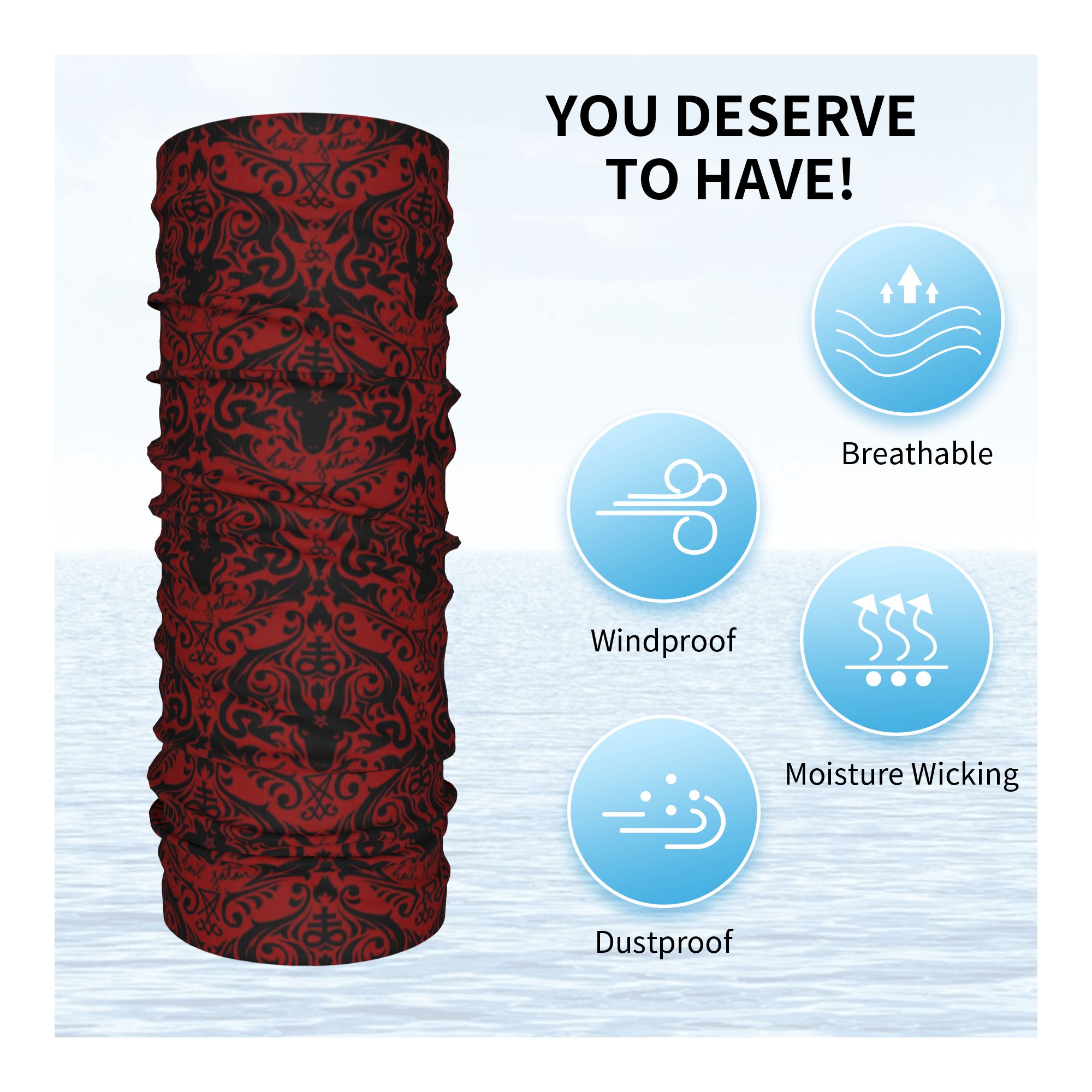 바포멧 다마스크 헤일 사탄 블랙 레드 기본 헤드밴드 넥 - Neck Warmer Tube 리뷰 및 가격