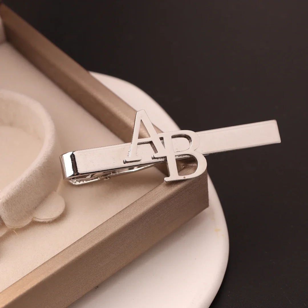 신랑을위한 사용자 정의 초기 타이 클립 스테인레스 스틸 - Tie Clip Silver 리뷰 및 가격
