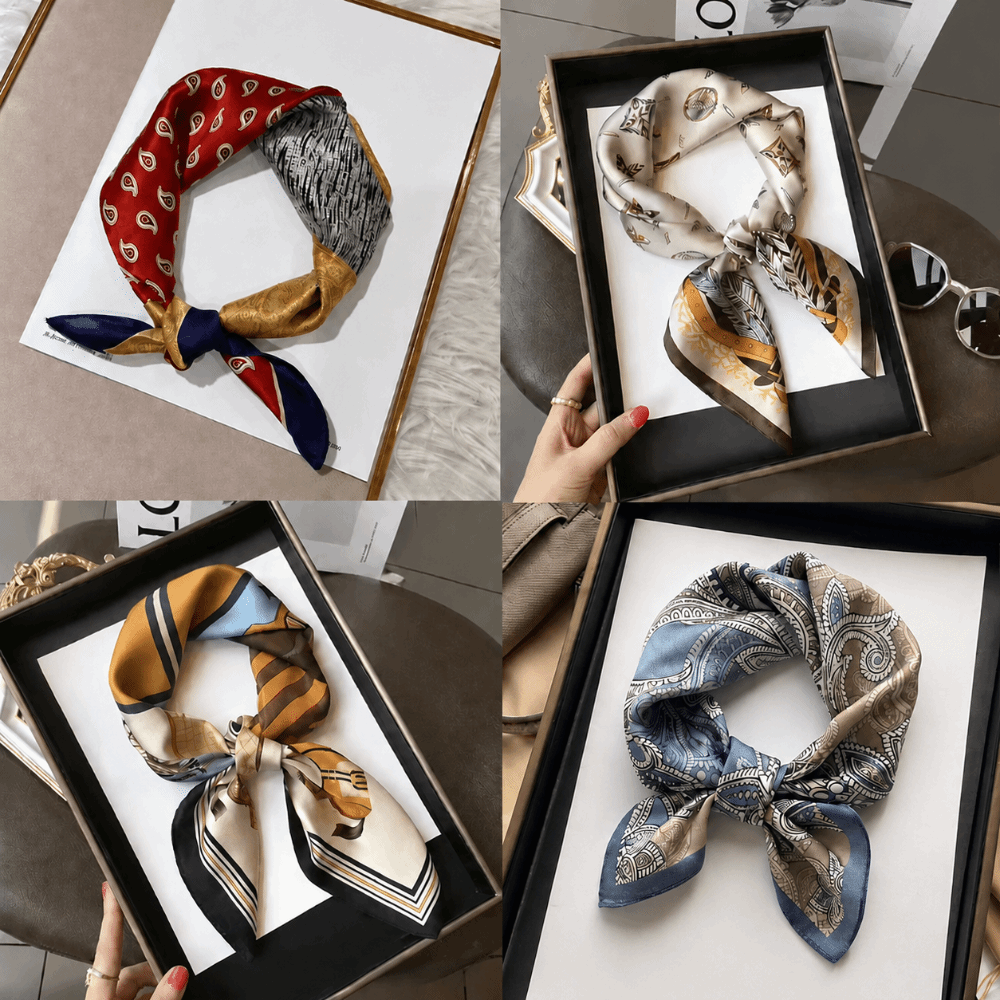 실크 소재 실크 스퀘어 스카프 플로럴 프린트 부드러운  - Face Scarf Mask 리뷰 및 가격
