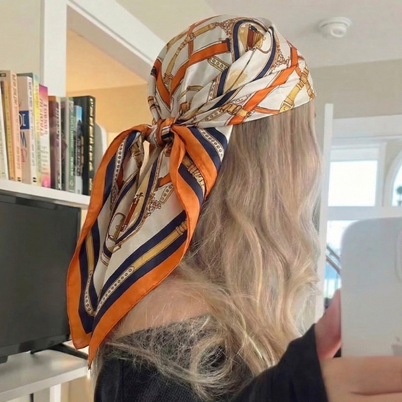 럭셔리 디자인 스키니 실크 스퀘어 스카프 여성 체인 프 - Silk Neck Scarf 리뷰 및 가격