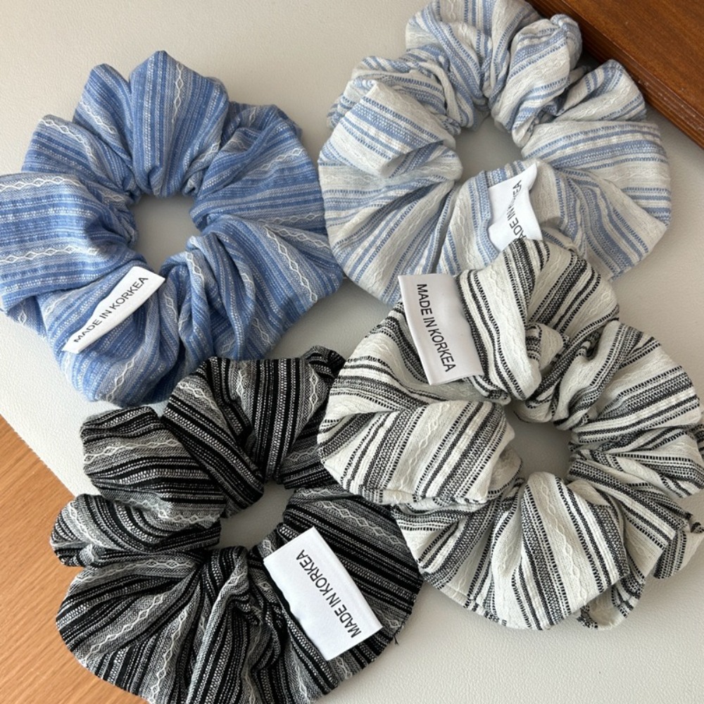 2025 한국 패션 스트라이프 헤어 고무줄 소녀용 블루 - Silk Tie Striped 리뷰 및 가격