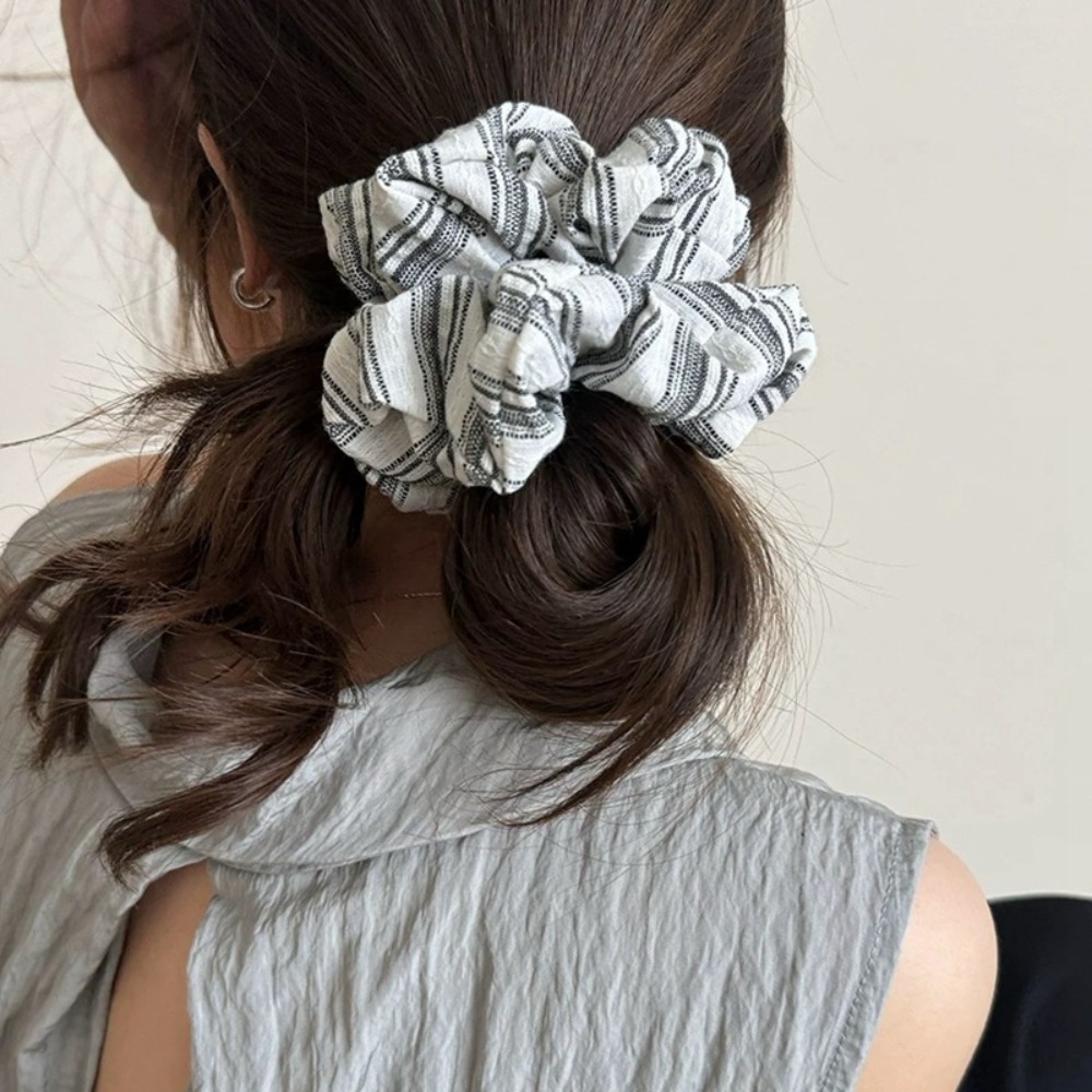 2025 한국 패션 스트라이프 헤어 고무줄 소녀용 블루 - Silk Tie Striped 리뷰 및 가격