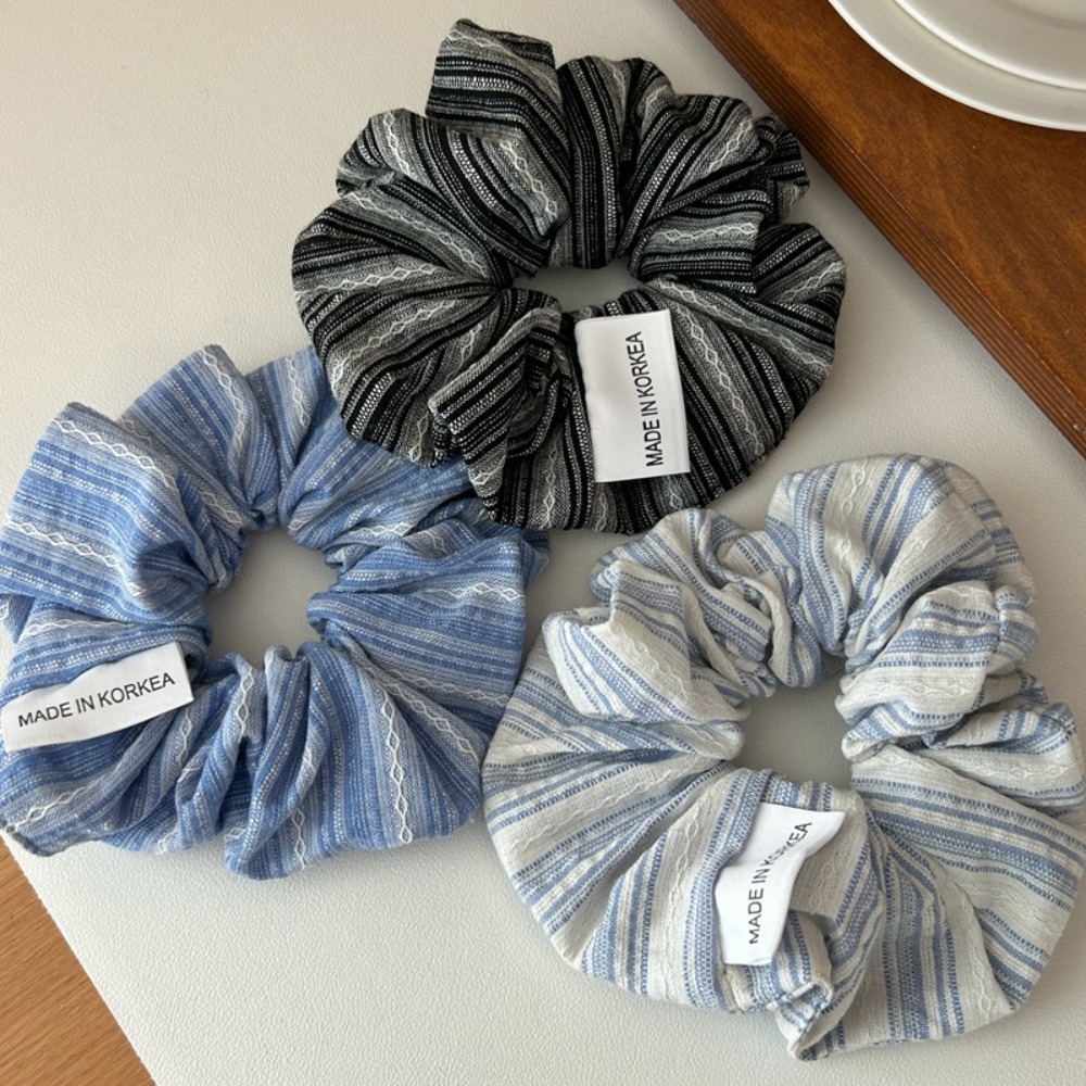 2025 한국 패션 스트라이프 헤어 고무줄 소녀용 블루 - Silk Tie Striped 리뷰 및 가격