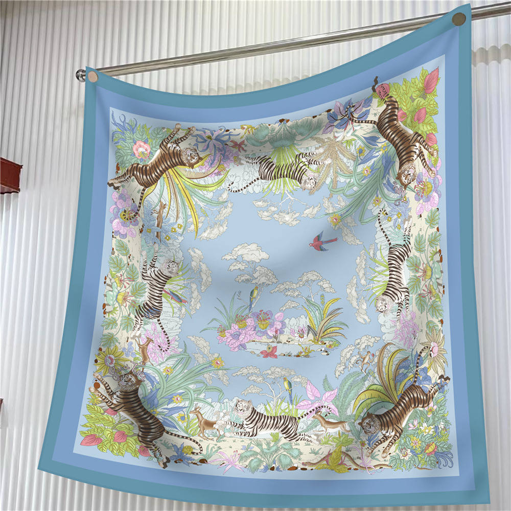 새로운 90cm 스카프 플라워 프린팅 여성용 트윌 스퀘 - Face Scarf Mask 리뷰 및 가격