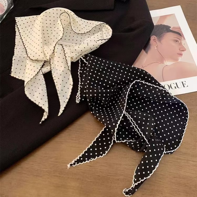 여성용 블랙 화이트 폴카 도트 스카프 여성용 삼각형 스 - Ascot Neck Scarf 리뷰 및 가격