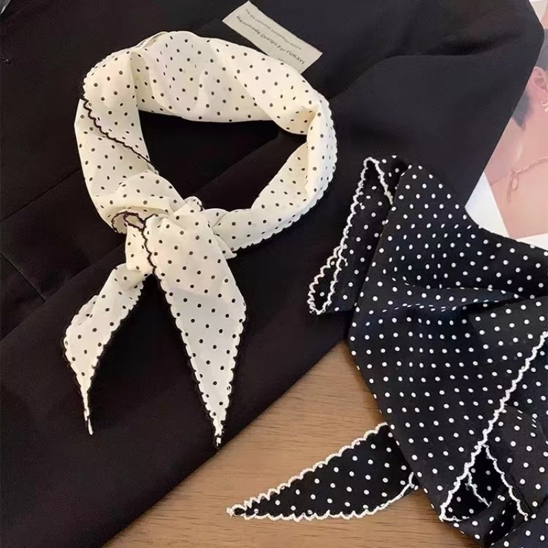 여성용 블랙 화이트 폴카 도트 스카프 여성용 삼각형 스 - Ascot Neck Scarf 리뷰 및 가격