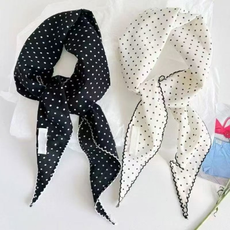 여성용 블랙 화이트 폴카 도트 스카프 여성용 삼각형 스 - Ascot Neck Scarf 리뷰 및 가격