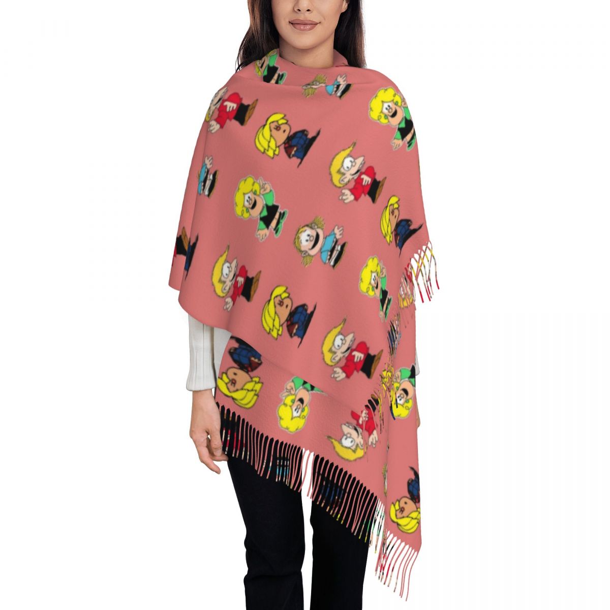 여성용 태슬 스카프 마팔다 캐릭터 대형 겨울 가을 숄  - Pashmina Wrap Large 리뷰 및 가격
